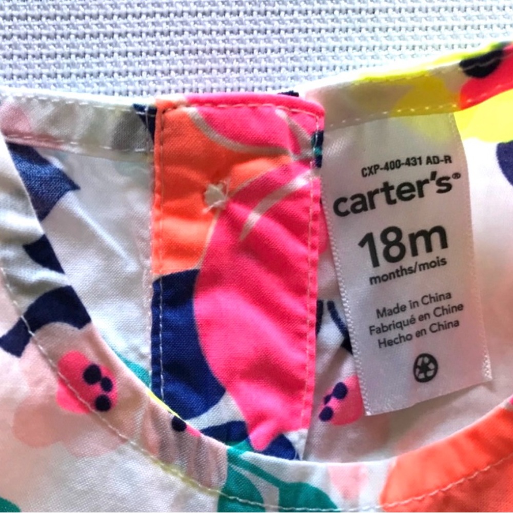 Carters Baby Girl Sleeveless Floral Top Size 18 months 100% Cotton  NEW W/ TAGS - Picture 2 of 5